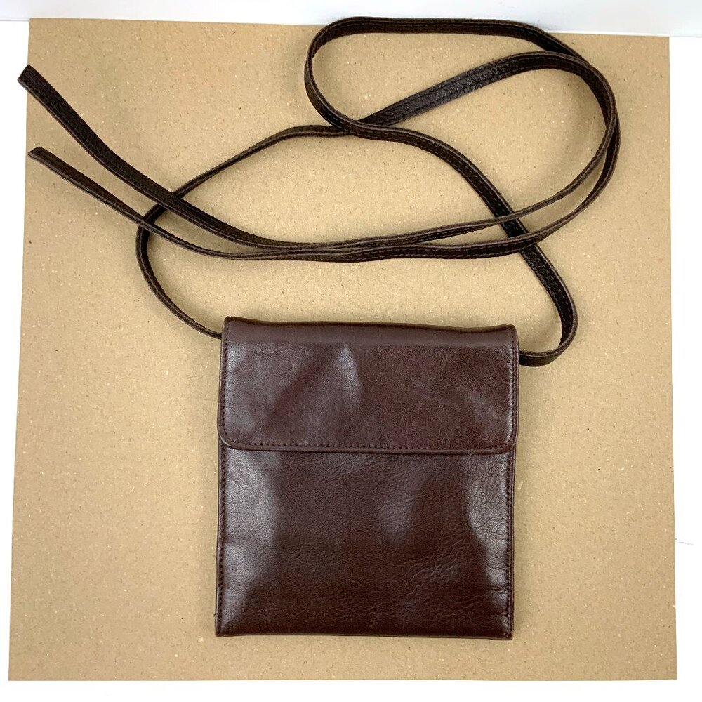 Vintage Perlina New York Brown Genuine Leather Crossbody Bag Organizer - Picture 5 of 16